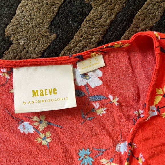 Anthropologie Red Floral Midi Dress - Picture 2 of 5